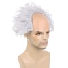 RightOn Silver Gray Wig with Bald Cap Costume Wig for Men and Women Short Curly Wig Silver Gray Wig Bald Cap Wigs for Cosplay Halloween
