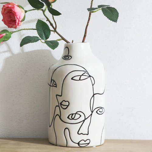 Kimdio Ceramic Vase for Home Decor, Abstract Irregular Design Flower Vase, Living Room Decor Minimalist Decorative Vases for Pampas Grass