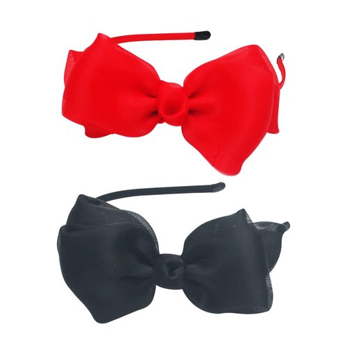 Kilener Bow Headband Bowknot Headbands for Women Girls Black Red Head Bands for Women's Hair with Bow Halloween Christmas Hairband for Women Cosplay Bow Knot Hair Band