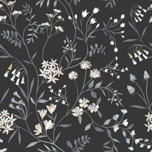 Roommates RMK12179PLW Black Meadow Mix Peel and Stick Wallpaper