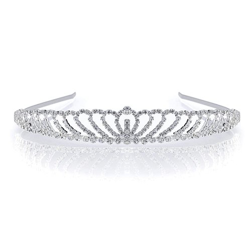 Hair Jewelry Beautiful Rhinestone Princess Tiara, White