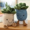 WUZHOU Tulip Plush Toy, 13.7" Flower Pot Stuffed Plushie Pillow Decoration, Soft Fluffy Toy Succulent Plants Friend Throw Pillow, Multicolor (Khaki-Succulent)