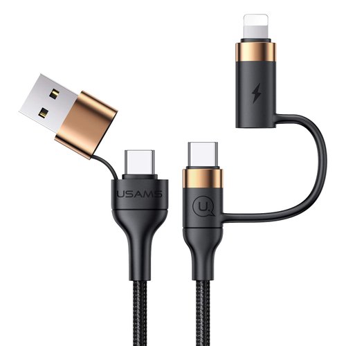 USB C Multi Fast Charging Cable PD 60W Nylon Braided Cord 4-in-1 3A USB/C to Type C/Phone Fast Sync Charger Adapter Compatible with Laptop/Tablet/Phone (Black, 6.6ft)