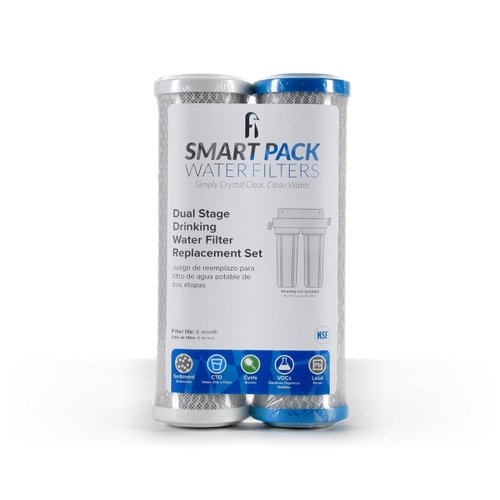 Dual Stage Drinking Water Replacement Filter Set, Standard 10", filters Sediment, VOC, Mercury, Lead, Cysts