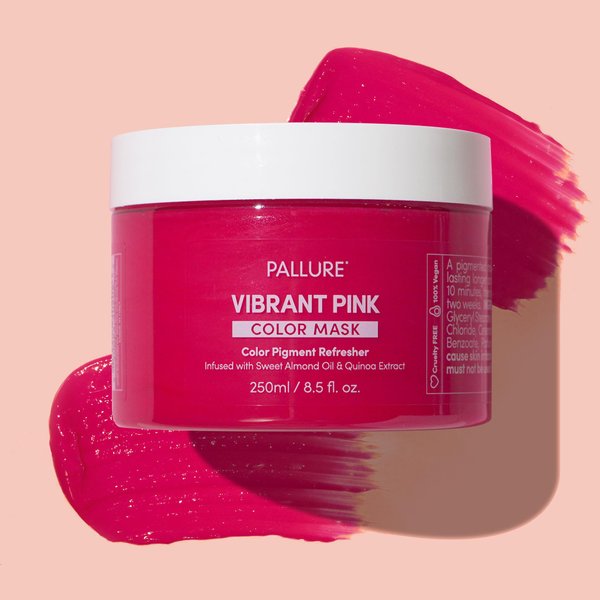 Pallure Color Pigment Refresher Mask, Semi Permanent Hair Color Depositing Conditioner, 8.5 Oz Vibrant Pink