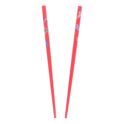 Set of Two Wooden Hair Sticks With Butterflies Chopsticks Hair Pin for Women 7 inches Long - Red