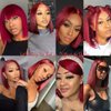SUPERNOVA Burgundy 99J Short Bob Lace Front Wig Human Hair Red Wine 13x5x1 T Part Lace Front Bob Wig For Black Women Pre Plucked Glueless 150% Density Hair (12 Inches)