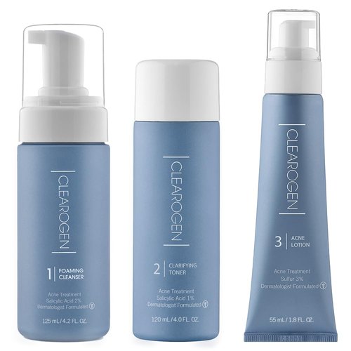 Clearogen Acne Treatment Kit, Acne Kit, Skin Care Acne, Acne Skin Care Set, Natural Anti-DHT Deluxe Set Sensitive Skin 3-Piece Set, 2-Month Supply