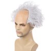 RightOn Silver Gray Wig with Bald Cap Costume Wig for Men and Women Short Curly Wig Silver Gray Wig Bald Cap Wigs for Cosplay Halloween