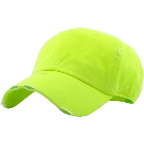 KBE-Vintage NLIM Hand Washed Hand Distressed Baseball Cap Neon Lime