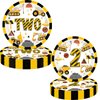80 Pcs Construction 2nd Birthday Decorations Construction Two Years Old Disposable Paper Dinner Plates Napkins Forks Dinnerware for Dump Truck Theme 2nd Bday Party Supplies Decorations