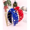 Wecoe 2 Pack Knotted Headbands Rhinestone Pearl Headband Women Girls Red Royal Blue Wide Headbands Non Slip Fashion Cloth Sparkly Diamond Beaded Headbands Hair Accessories For Women Girls Gifts