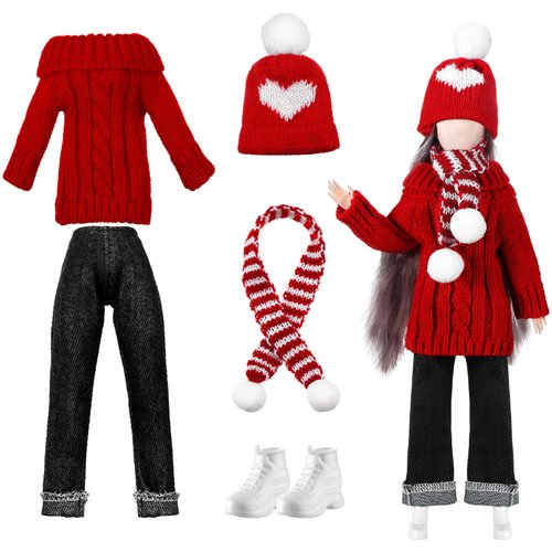 Geyoga Winter 11.5 Inch Doll Clothes Girl Doll Accessories Winter Doll Outfits Set Including Sweaters, Denim Pants, Hats, Scarves, Shoes for 11.5 Inch Girl Doll(Cute)
