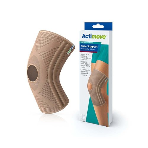Actimove Everyday Supports Knee Brace | Open Patella, 4 Stays Left & Right Compatible Knee Support for Meniscus Tear, Knee Pain, ACL, MCL, Injury Recovery | Men & Women, Beige, Small