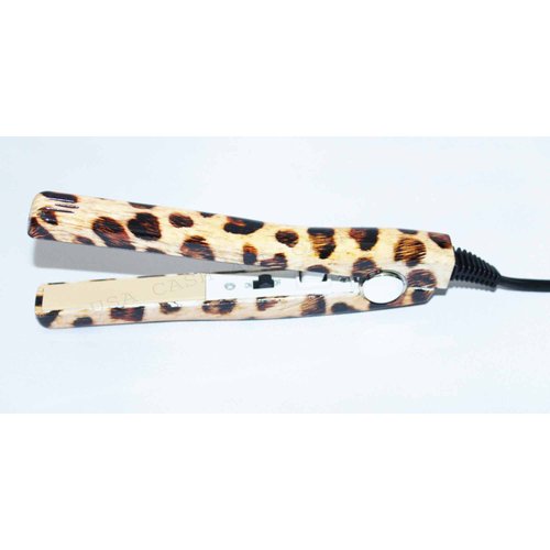 Dual Voltage 0.5" (Inch) Leopard Print Mini Travel Ceramic Hair Straightener with Travel Pouch Bag (Leopard Print)
