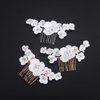Teyglen Flower Bride Wedding Hair Comb White Flower Headpiece Bridal Hair Piece Floral Flower Hair Comb Decorative Hair Accessories Jewelry for Women (Silver)