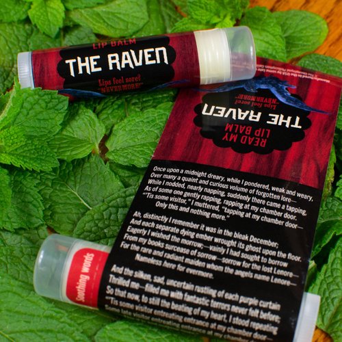 Read My Lips Lip Balm - Excerpt of Poe's Raven Under the Label - Peppermint Flavored, Cruelty-Free and Made in the USA from Natural and Imported Ingredients