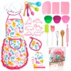 KAEGREEL Kids Baking Set 26Pcs with Dinosaur Apron & Hat Cooking Chef Dress Up Role Play Toys, Kitchen Toys Pretend Play Gifts for Girls Boys Aged 3 4 5 6 8 Years Old