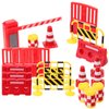 Gadpiparty 1 Set Play Traffic Signs Street Signs Playset Mini Traffic Cones Street Warning Signs Toy Anti-Collision Barrels Kids Signs Construction Playset for Sand Table