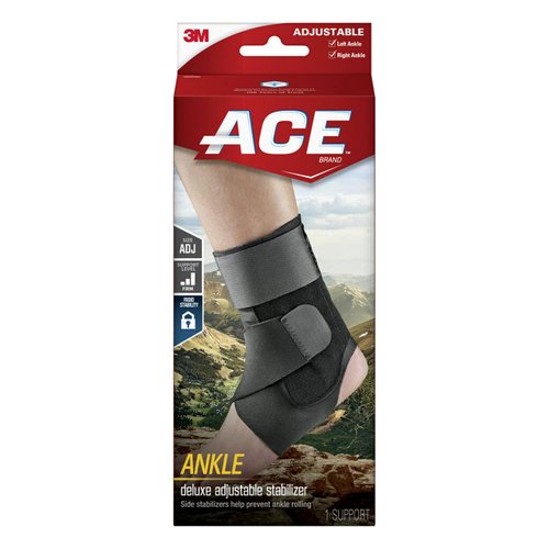 ACE Brand Deluxe Adjustable Ankle Stabilizer, Firm Stabilizing Support for Weak, Sore or Injured Joints, Adjustable Ankle Brace, Breathable, One Size Fits Most
