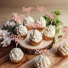 30Pcs 7th Birthday Cupcake Toppers Glitter Seven Happy 7 Cupcake Picks Cheers to 7 Years Old Cake Decorations for 7th Birthday Party Supplies Rose Gold