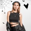 Gothic Cotton Headbands for Women, Spooky Crochet Bandana Knitted Headband with Gothic Hair Accessories, Wicked Hair Accessories Spider Rhinestone Barrettes Triangle Scarf Alternative Accessories