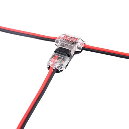 Low Voltage Wire Connectors Solid Connection, T Tap Wire Connectors, T Type 2 Pins Wire Splice Connectors, Solderless No Stripping 3 Way Wire Connector for LED Strip, Automotive Fits 24-20 AWG 12 Pack