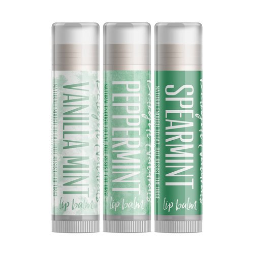Delight Naturals Mint Kisses Lip Balm Gift Set - Vanilla Mint, Peppermint, and Spearmint