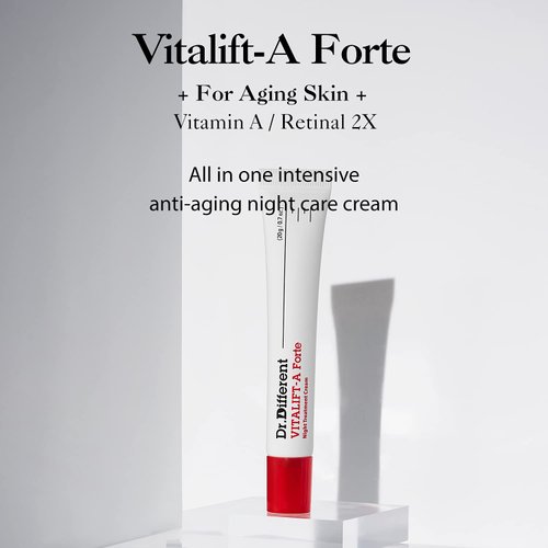 Dr.Different VITALIFT-A Forte - Retinal Intensive Anti-Aging Night Cream for Lifting & Firming-Anti-Wrinkle Face Moisturizer Cream with Vitamin A & Hyaluronic Acid Reduce Wrinkles & Fine Lines 0.7oz.