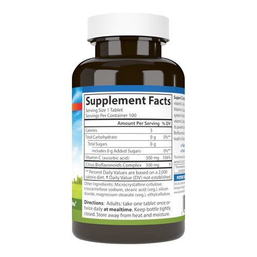 Carlson - Super-C Complex, Vitamin C + Bioflavonoids, Immune Function & Optimal Wellness, Antioxidant, 100 Vegetarian Tablets