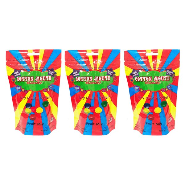 Cotton Mouth Candy Dry Mouth Relief Fruit Mix 3.3 Ounce Bag (3 Bags)