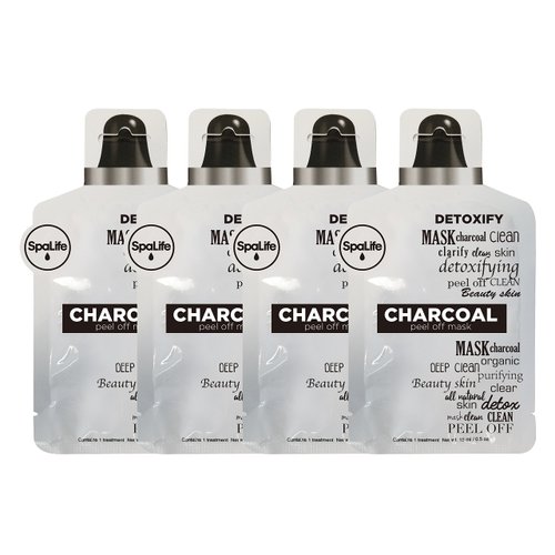 Spa life Charcoal Clean Organic Purifying Beauty Skin Peel Off Mask 4 Pack (CHARCOAL, PEEL OFF MASK)