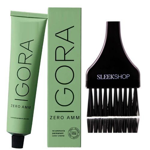 yper Comb + IGORA ZERO AMM No Ammonia Permanent Hair Color Creme Color, AMMONIA-FREE Haircolor Cream Dye Colour (w/SIeekshop Brush) (5-00 Light Brown Natural Extra)