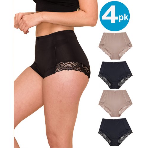 Barbra Lingerie Womens Briefs Underwear Tummy Control Panties S-Plus Size 4 Pack Girdle Panty (XL)