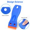 4 Pcs Plastic Razor Blade Scraper and 100 Pcs Blades, Remove Label Decal Tool， Forwithout Scratches Plastic Razor Blade Scraper, Adhesive Remover for Stickers, Gaskets and Paints on Window Car Glass
