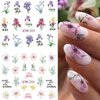 MAIOUSU STORE 12 Sheets Flower Water Transfer Nail Decals Fresh Nail Stickers with Assorted Patterns Blossom Flower Orchid Butterfly Dragonfly DIY Nail Art Watermark Nail Designs Manicure Stickers(12)