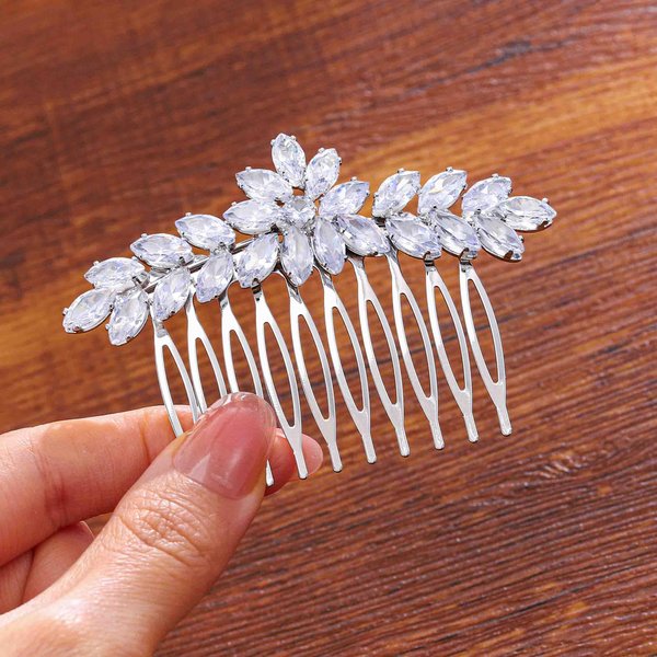 Foyte Bridal Hair Comb Crystal Wedding Hair Combs Silver Rhinestone Hair Accessories Bridesmaid Headpiece for Women and Brides (crystal 1)