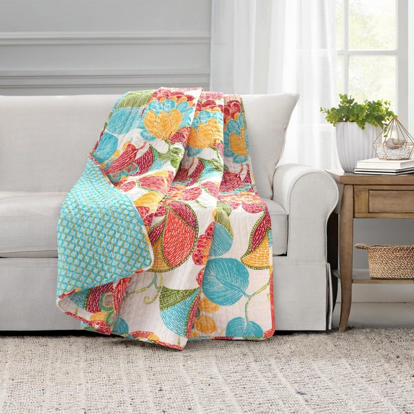 Lush Decor Layla Throw Blanket, 60 x 50, Orange & Blue