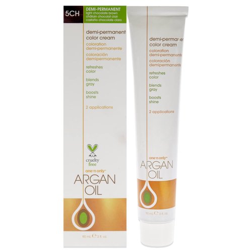 One N' Only Demi Permanent Hair Color - Permanent Hair Dye Made with Argan Oil - Delivers Rich, Accurate Tones with Gray Coverage - Improves Moisture & Elasticity - 5CH Light Chocolate Brown (3 oz)