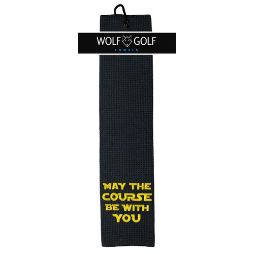 Wolf Golf Towels - May The Course Be with You Golf Towel - Golf Accessories for Men - Golf Gifts for Men - Embroidered Funny Golf Towel