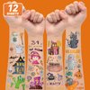 EMOME Halloween Temporary Tattoos Sticker, Glitter Kids Tattoos for Halloween Party Games Treats, Bulk Fake Tattoos for Halloween Birthday Party Activities (12 Sheets)