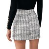 SweatyRocks Women's Elegant High Waist A-line Plaid Tweed Mini Skirt Black and White XXL