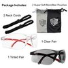 Safety Glasses Eye Protection - Comfort Eyewear - 2 Pair, 2 Neck Cords, 2 Cases - SuperLite and SuperClear Lens Technology, Z87.1 - CE 166 Certified