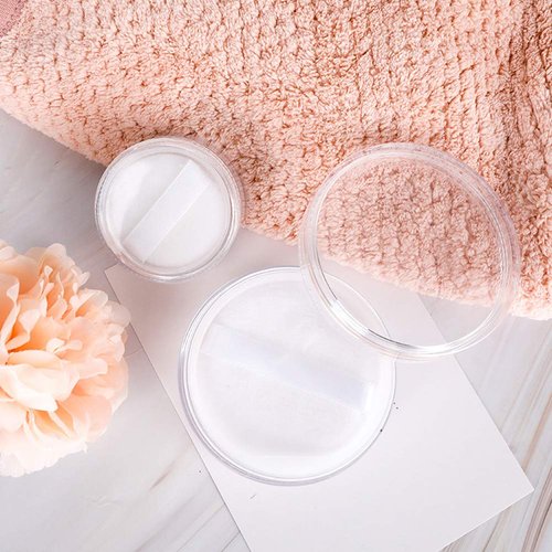 2 Pcs 50g Empty Loose Powder Case Transparent Face Powder Box Refillable Makeup Cosmetic Powder Container with Powder Puff, Sifter and Lid