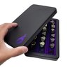 Forged Dice Co. Premium 3-Row Dice Case - Combination Dice Box and Dice Tray - Protects Polyhedral Dice Sets - Felt-Lined Storage Rows - Magnetic Lid Closure - Perfect Metal Dice Storage Box - Purple
