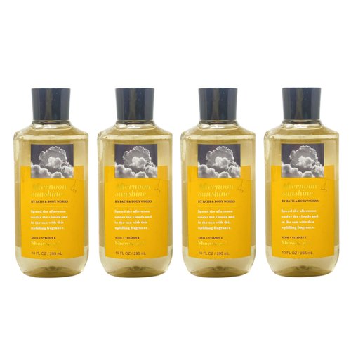 Generic Bath and Body Work Afternoon Sunshine Aloe + Vitamin E Shower Gel Value Pack - Lot of 4, Full Size, Yellow