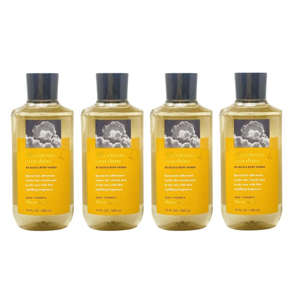 Generic Bath and Body Work Afternoon Sunshine Aloe + Vitamin E Shower Gel Value Pack - Lot of 4, Full Size, Yellow