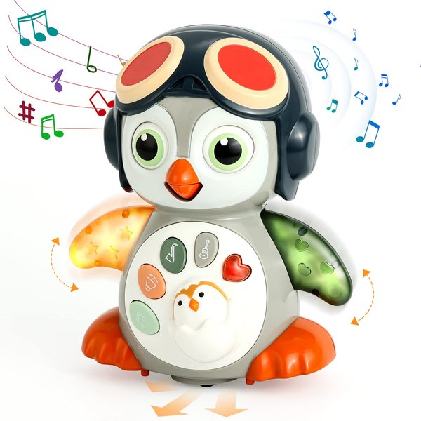 HAPTIME Penguin Toys for 1 Year Old Boy Girl, Tummy Time Toys,Musical Toys for Toddlers 1-3, One Year Old Boy Toys, Interactive Dancing Toys for 1+ Year Old, Singing Early Learning Toys for 1 2 3