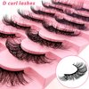 Russian Strip D Curl Lashes, Flu-ffy 18mm Fake Faux Mink Lashes that Look Like Extensions Curly Volume Wispy Eyelashes Natural Look 7 Pairs Pack(7P-E03)