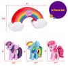 DecoSet® My Little Pony™ Over The Rainbow Signature Cake Topper, 4 Piece Decoration, Rainbow Dash, Pinkie Pie, and Twilight Sparkle, A Rainbow Coin Bank, Collectable Figurines For Birthday
